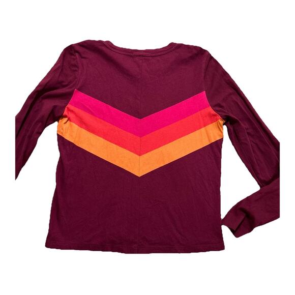 Marine Layer Long Sleeve Top Women’s Size M Chevron Stripe Burgundy - Picture 8 of 8